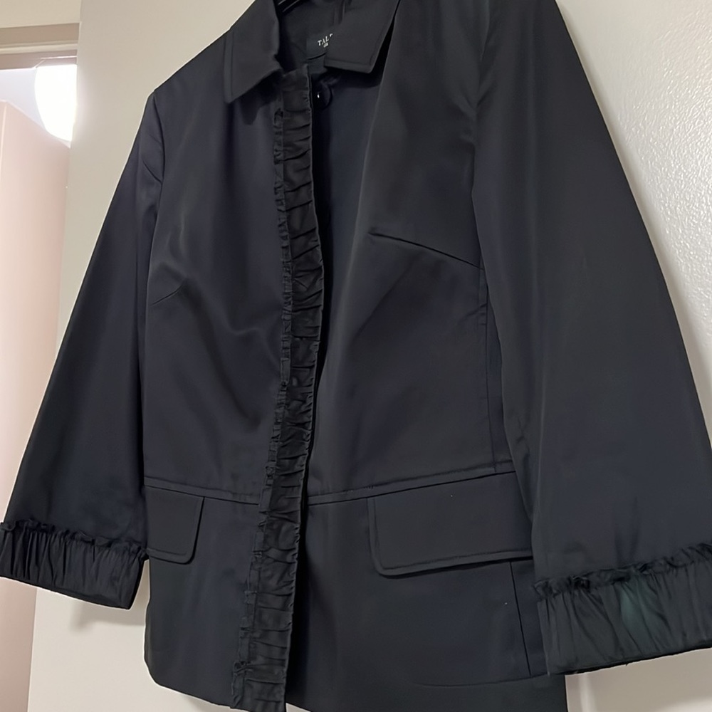 Talbots black ruffle front jacket - Picture 8 of 16